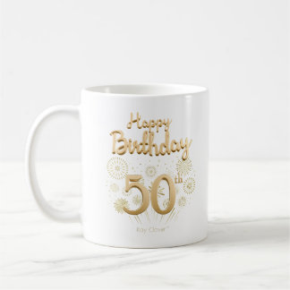 Happy 50th Birthday Mug – Elegant Gold Celebration