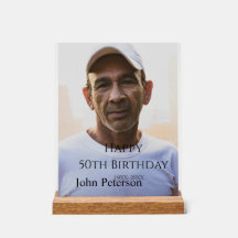 Happy 50th birthday name photo year man simple min
