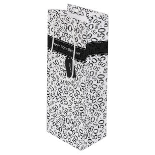 Happy 50th Birthday Number Pattern Black/White Wine Gift Bag