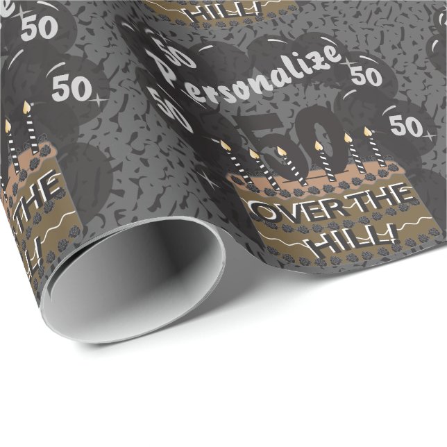 Happy 50th Birthday - Over the Hill Wrapping Paper (Roll Corner)