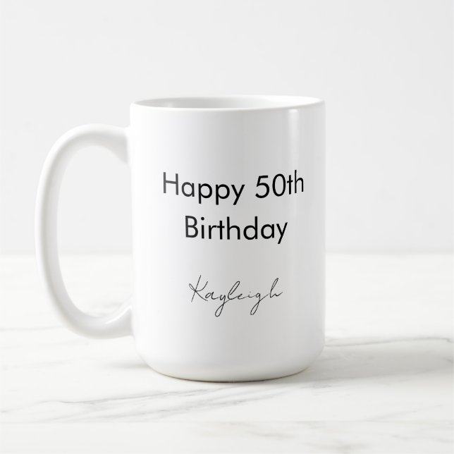 Happy 50th Birthday Party Custom Coffee Mug (Left)