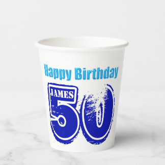 Happy 50th Birthday Personalized Paper Cup