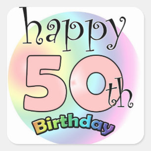 Happy 50th Birthday (pink) Square Sticker
