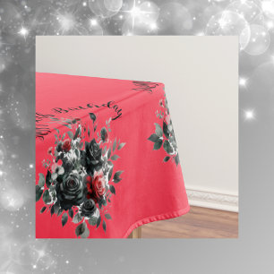 Happy 50th Birthday Red and Black Roses   Tablecloth