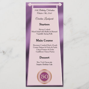 Happy 50th Birthday Rose Gold Glitter Foil Menu