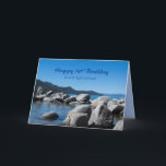Happy 50th Birthday Son Mountain Lake Photograph Card<br><div class="desc">A happy 50th birthday greeting card for a special son featuring a photograph of Sand Harbour at Lake Tahoe in summertime with a band of rocks,  clear blue water,  and distant mountains.  You can customize the text and the inside colour to fit your needs.</div>