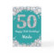 Happy 50th Birthday Teal and Silver Glitter Card