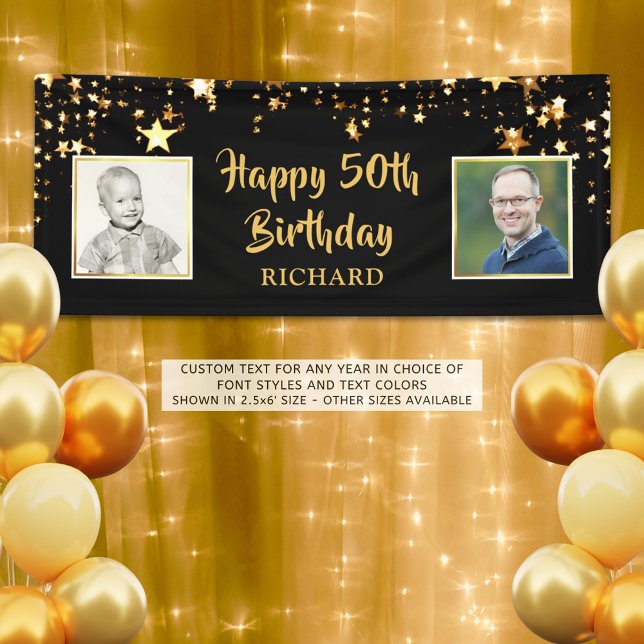 Happy 50th Birthday Then & Now Photos Stars Banner (Creator Uploaded)