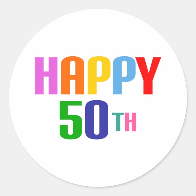 Happy 50th classic round sticker (Front)