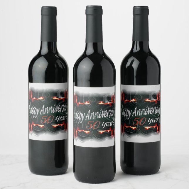 Happy (50th)Customized Anniversary Wine Label (Bottles)