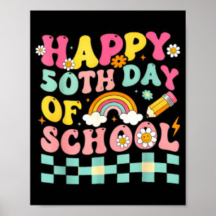 Happy 50th Day Of School Retro Teacher Students Sm Poster