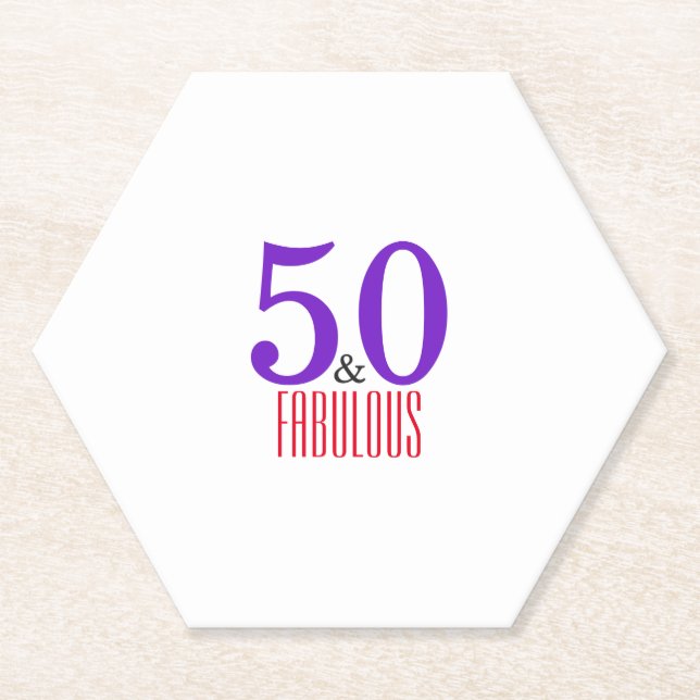 Happy 50th fabulous birthday party paper coaster (Front)