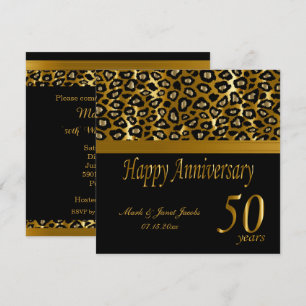Happy 50th Golden Anniversary   Leopard Pattern Invitation