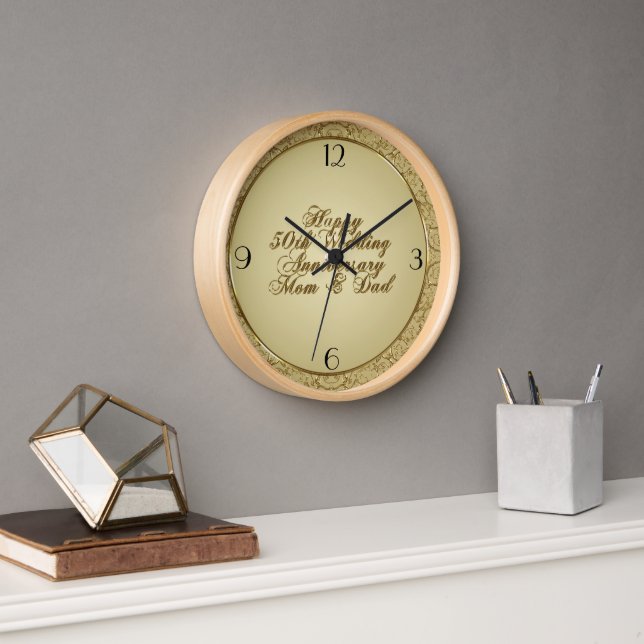 Happy 50th Wedding Anniversary Clock (Office)
