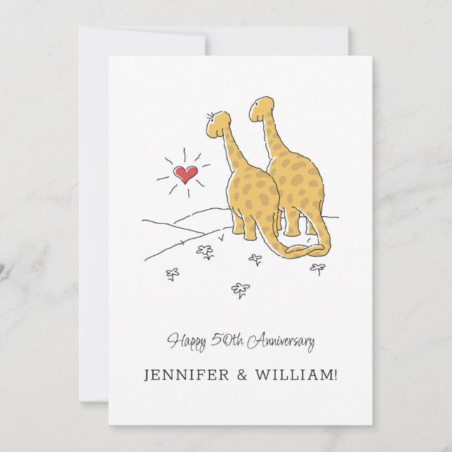 Happy 50th Wedding Anniversary Cute Dinosaurs Card (Front)