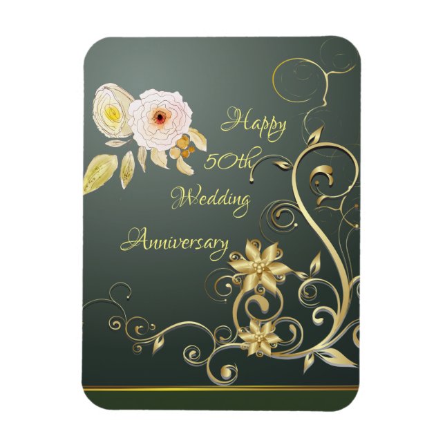 Happy 50th Wedding Anniversary Flex Photo Magnet (Vertical)