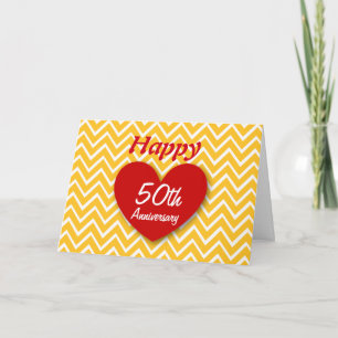Happy 50th Wedding Anniversary Gold Chevrons B20A Card