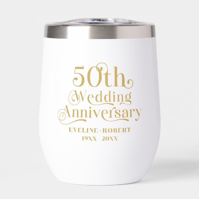 Happy 50th Wedding Anniversary Gold Typography (Front)