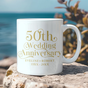 Happy 50th Wedding Anniversary Gold Typography Coffee Mug
