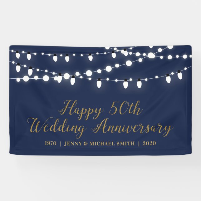 Happy 50th Wedding Anniversary Party Banner (Horizontal)