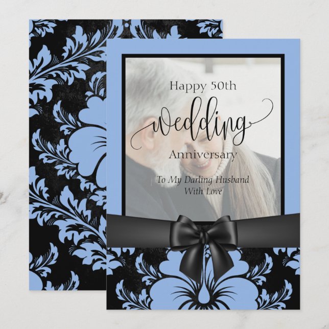Happy 50th wedding anniversary traditional photo  invitation (Front/Back)