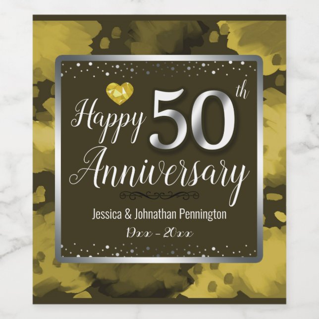 Happy 50th Wedding Anniversary Wine Label (Single Label)