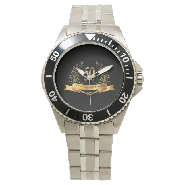 Happy 50thWedding Aniversary Stainless Steel Watch (Front)