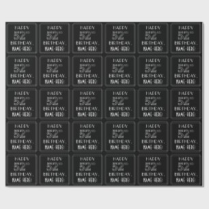 HAPPY 52ND BIRTHDAY; Art Deco Style w/ Custom Name Wrapping Paper