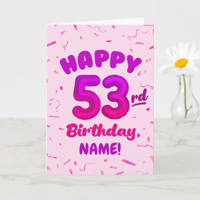 Happy 53rd Birthday Card with Custom Name (Small Plant)
