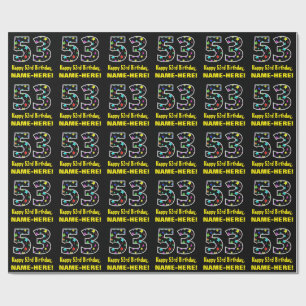Happy 53rd Birthday, Fun Colourful Stars Pattern 5 Wrapping Paper