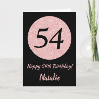 Happy 54th Birthday Black and Rose Pink Gold