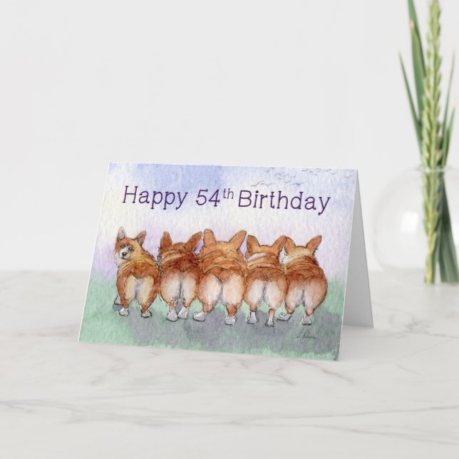Happy 54th Birthday, corgi dogs birthday card (Front)