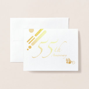Happy 55th Anniversary Mod Birds Foil Card