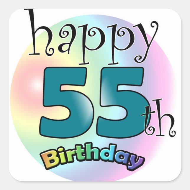 Happy 55th Birthday (blauw) Square Sticker (Front)