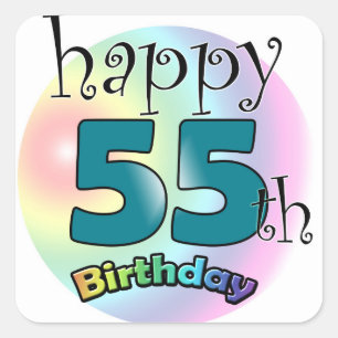 Happy 55th Birthday (blue) Square Sticker