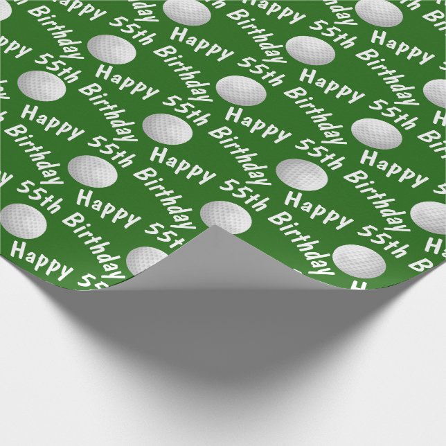 Happy 55th Birthday golf balls Wrapping Paper (Corner)
