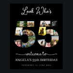 happy 55th birthday look who's 55 Photo Collage Poster<br><div class="desc">Celebrate turning 55 with a custom photo montage poster from The Arty Apples. This personalized poster highlights treasured memories,  making it a special keepsake for a significant milestone birthday.</div>
