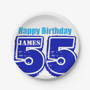 Happy 55th Birthday Personalized Paper Plate