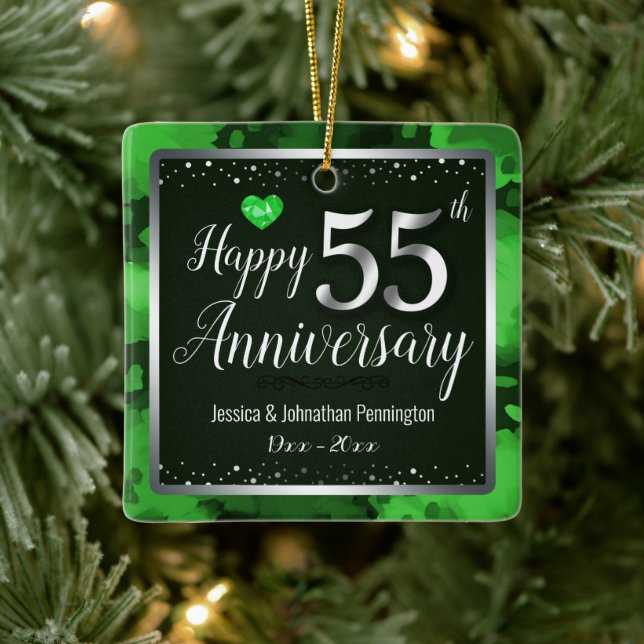 Happy 55th Wedding Anniversary photo Ceramic Ornament (Tree)