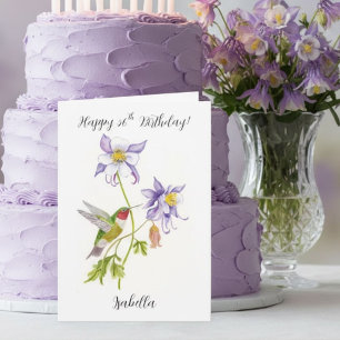 Happy 56th Birthday Columbine with Hummingbird Card