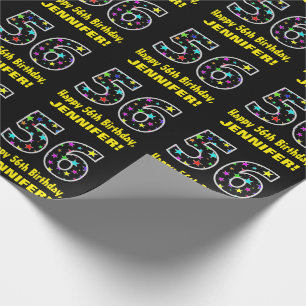 Happy 56th Birthday, Fun Colourful Stars Pattern 5 Wrapping Paper