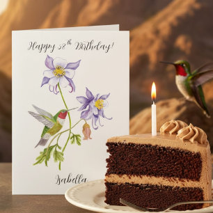 Happy 58th Birthday Columbine with Hummingbird Card