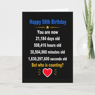 Happy 58th Birthday Funny Milestone gifts Card