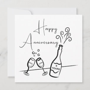 Happy 5th Anniversary Champagne Celebration Card