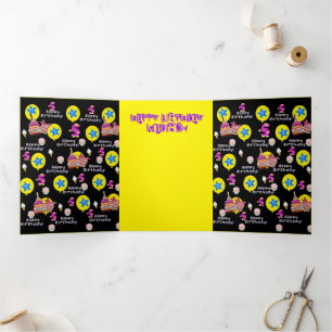 Happy 5th Birthday Card, #5 Black Tri-Fold Card