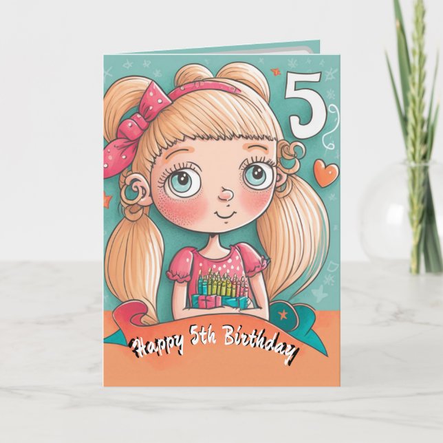 Happy 5th Birthday card for Girls (Front)