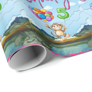 Happy 5th Birthday Monkey Wrapping Paper