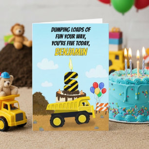 Happy 5th Birthday Personalize Dump Truck Card