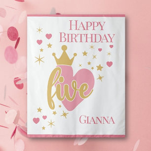 Happy 5th Birthday Personalized Tapestry