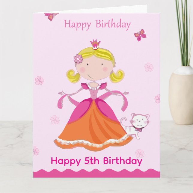 Happy 5th Birthday Princess Card (Front)